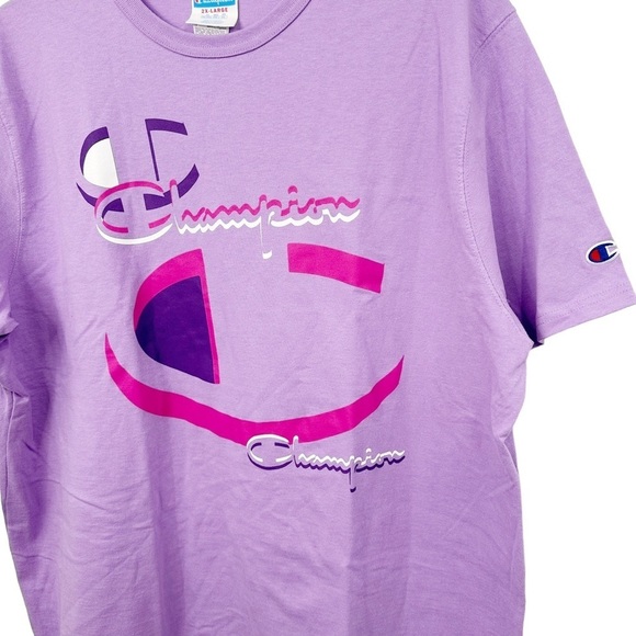 Champion Purple Heritage Crewneck Tee Short Sleeve w Printed Logo Cotton XXL - Picture 3 of 8